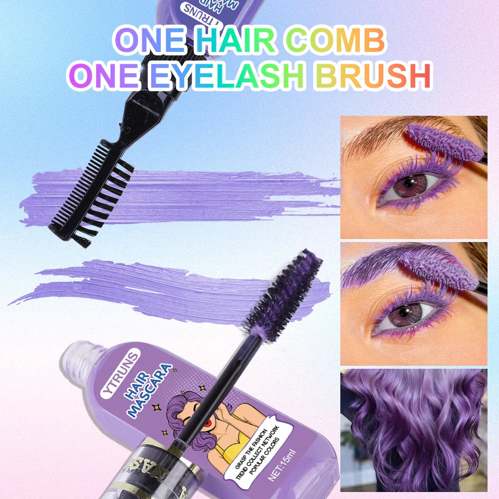 13 Color Temporary Hair Dye  -  Single Brush Included, Buildable Long Lasting Hair Paint, Smudge Resistant for Party & Stage