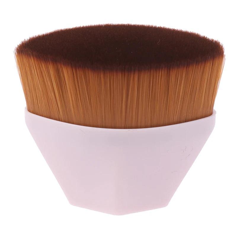 Petal-shaped flat top kabuki brush for liquid cream and cosmetics, featuring soft bristles and ergonomic design.