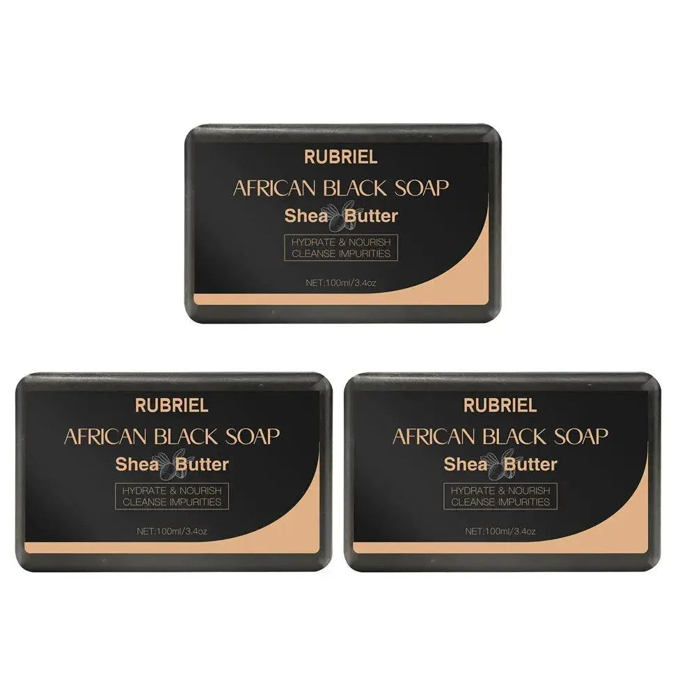 100g AFRICAN BLACK SOAP Shea Butter Bar Moisturizing Acne Treatment Cleanser for Clear Skin Care Deep Cleaning Glowing - BEAUTIRON