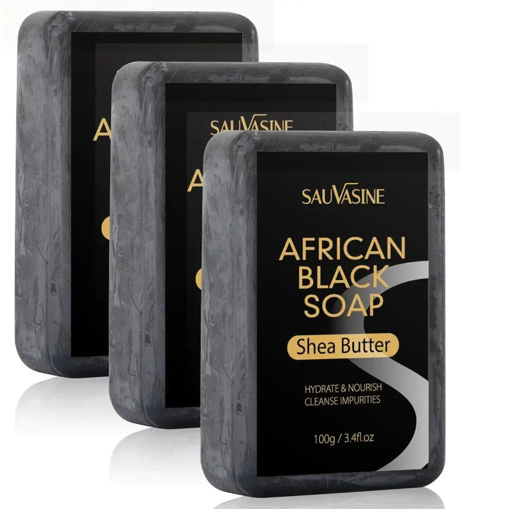 100g AFRICAN BLACK SOAP Shea Butter Bar Moisturizing Acne Treatment Cleanser for Clear Skin Care Deep Cleaning Glowing - BEAUTIRON