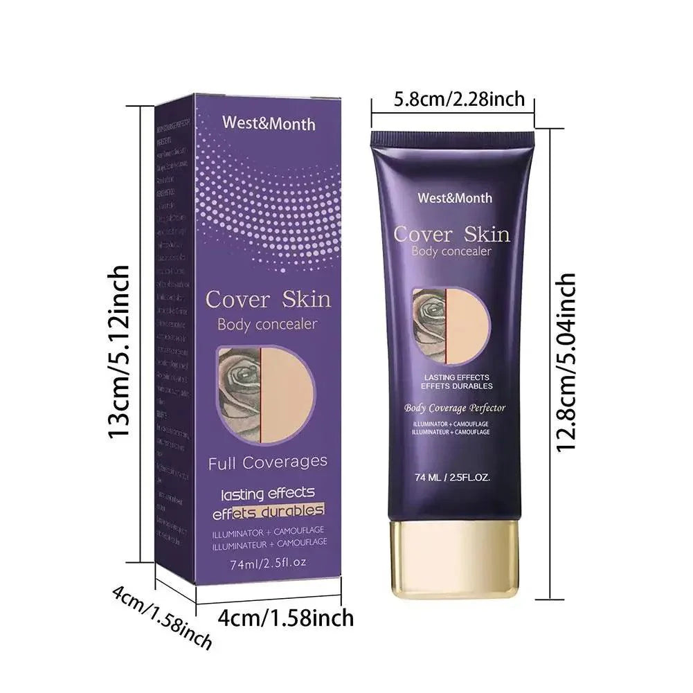 Natural Tattoo Concealer 74ml Full Coverage Tattoo Dark Circles Hide Blemishes Acne Scars Correct Pigment Waterproof Lasting