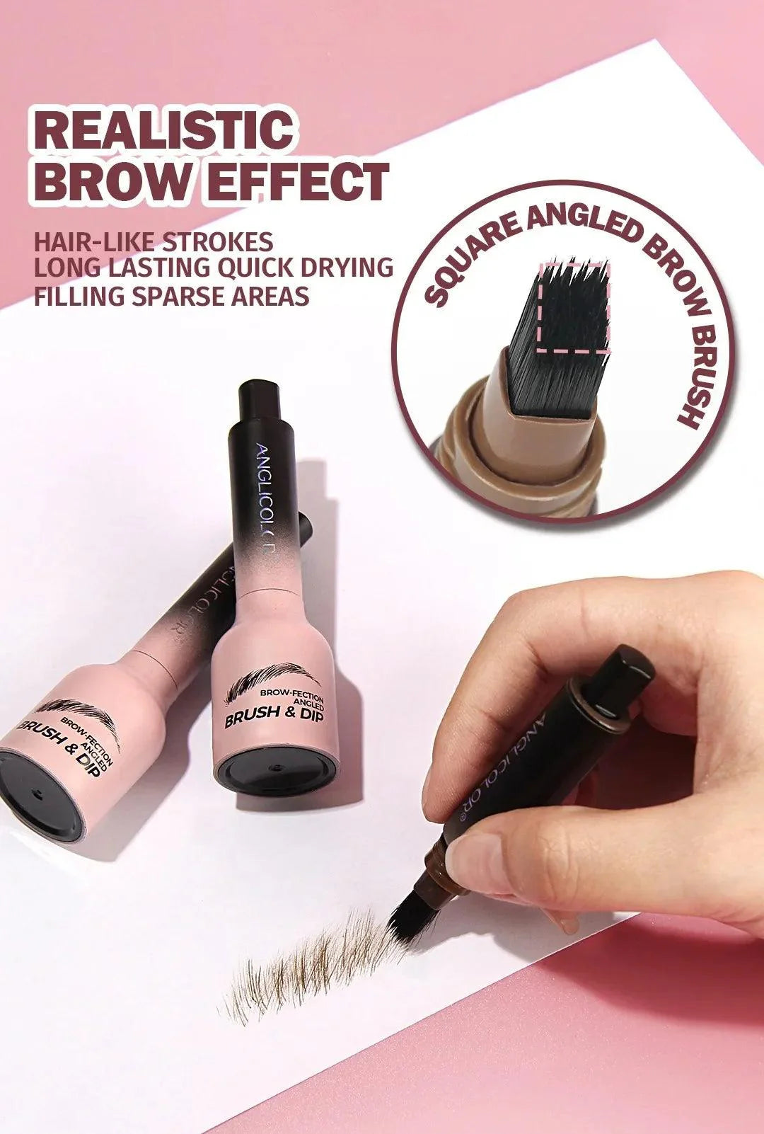 3D Wild Eyebrow Pencil Microblading Eyebrow Tint Pen Square Angled Brush Brow Dye Cream Anti-smudge Waterproof Multifunction