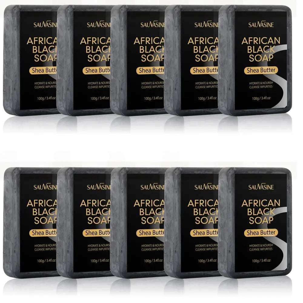 100g AFRICAN BLACK SOAP Shea Butter Bar Moisturizing Acne Treatment Cleanser for Clear Skin Care Deep Cleaning Glowing - BEAUTIRON