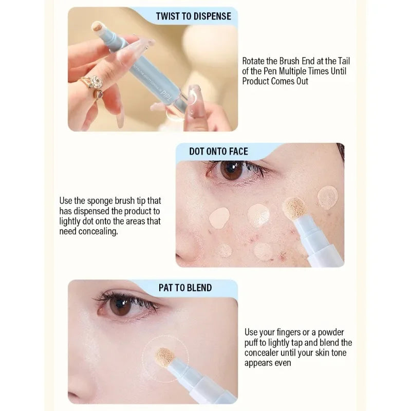 Moisturizing Concealer Face Brightening Concealer Covering Acne Scar and Dark Circles Under The Eyes Concealer Pen Liquid Makeup