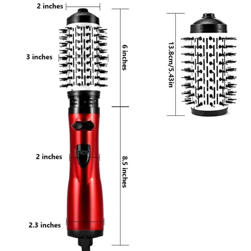 2 Replaceable Head 360 Rotating AirFlow Hot Air Brush Hair Straightener Curler Iron Volumizer Blowers Electric Hair Dryer Comb - BEAUTIRON