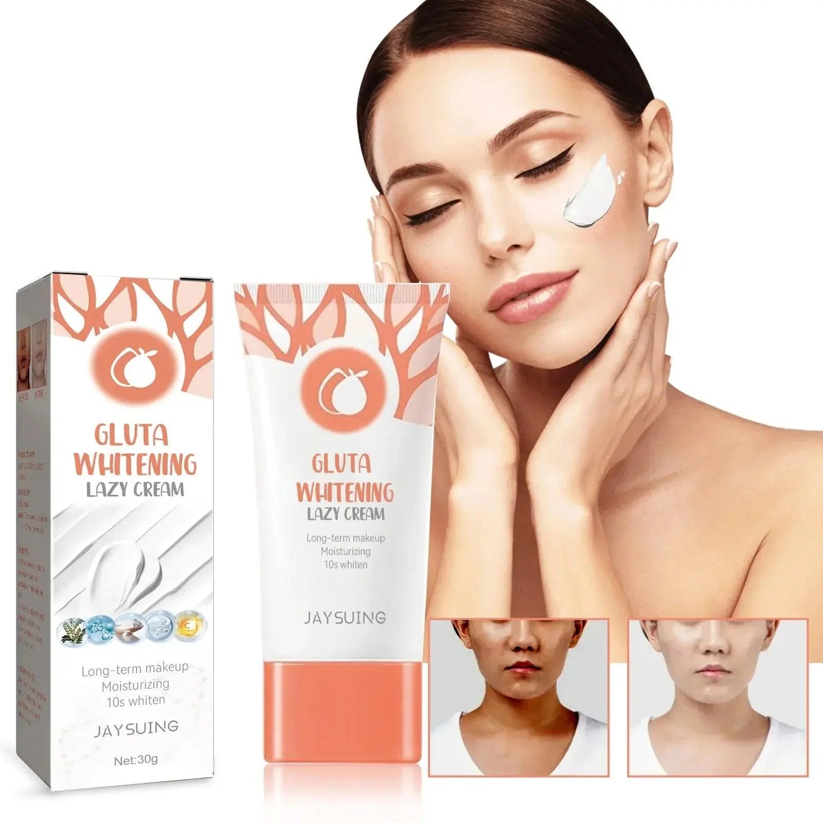 Gluta Whitening Lazy Cream Whiten Brighten Moisturizing Fade Melanin Resist Oxidation Firming Rejuvenation Lifting Repair Cream - BEAUTIRON