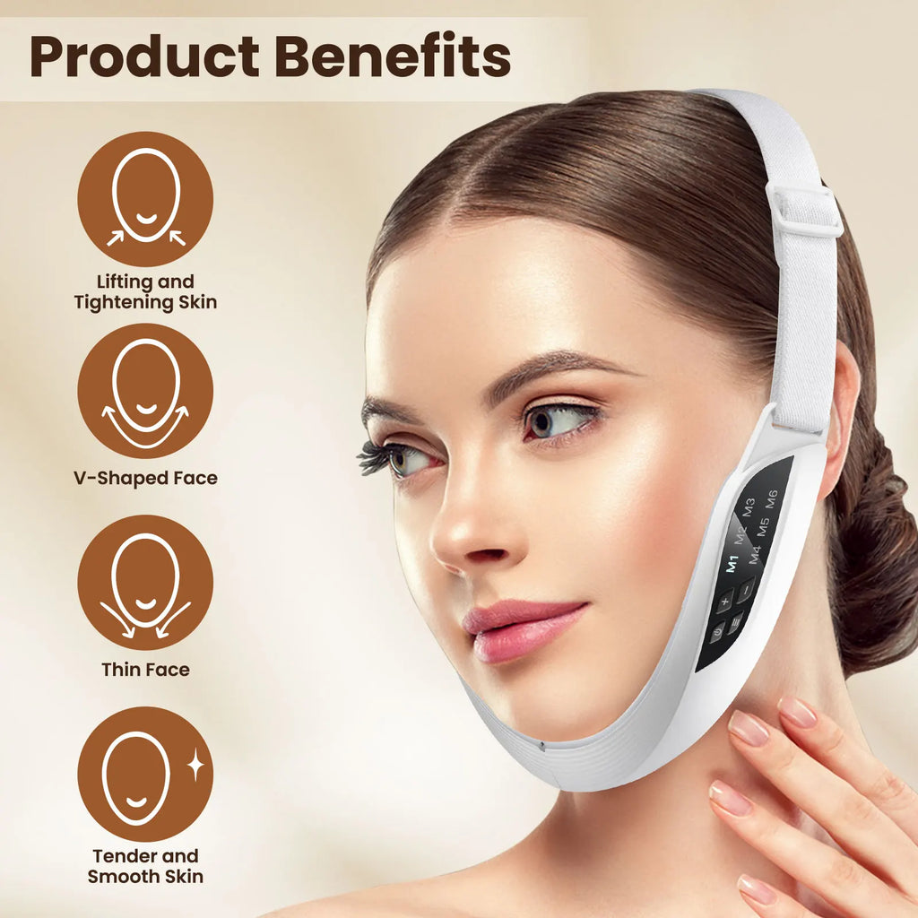 EMS Face Lifting Massager – Anti-Wrinkle V-Face Slimming Device with LED Therapy for Double Chin and Facial Contouring