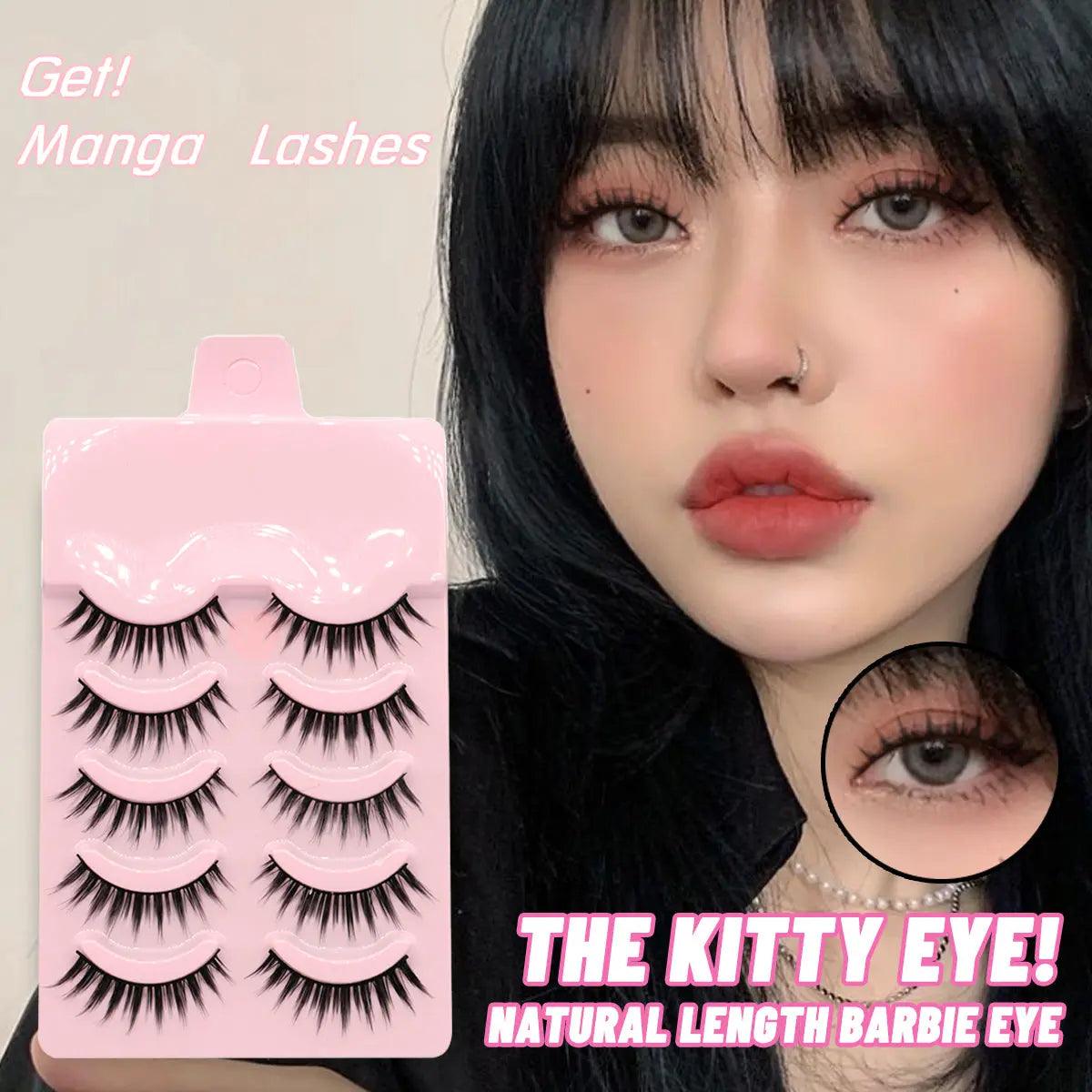 5 Pairs Manga Lashes New Arrival Anime Cosplay Natural Wispy  Korean Makeup Artificial False Eyelashes - Zera